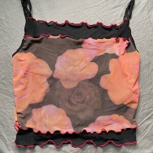 Urban Outfitters Black and Pink Floral Camisole